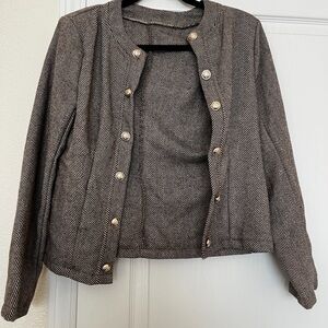 Herringbone Button-Up Jacket